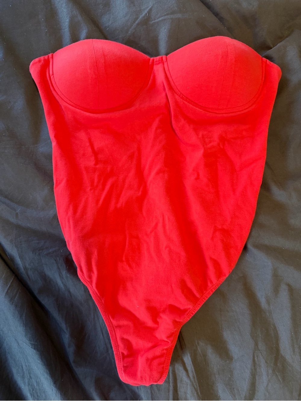 superdown Red Strapless Bustier Bodysuit